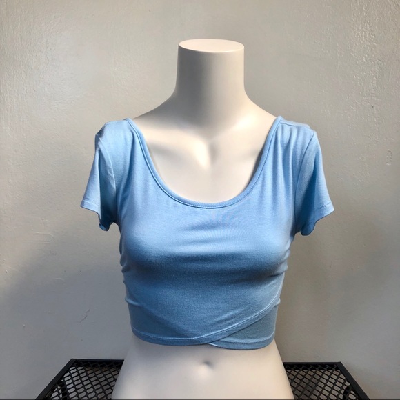 Charlotte Russe Tops - Charlotte Russe Open Back Baby Blue Crop Top